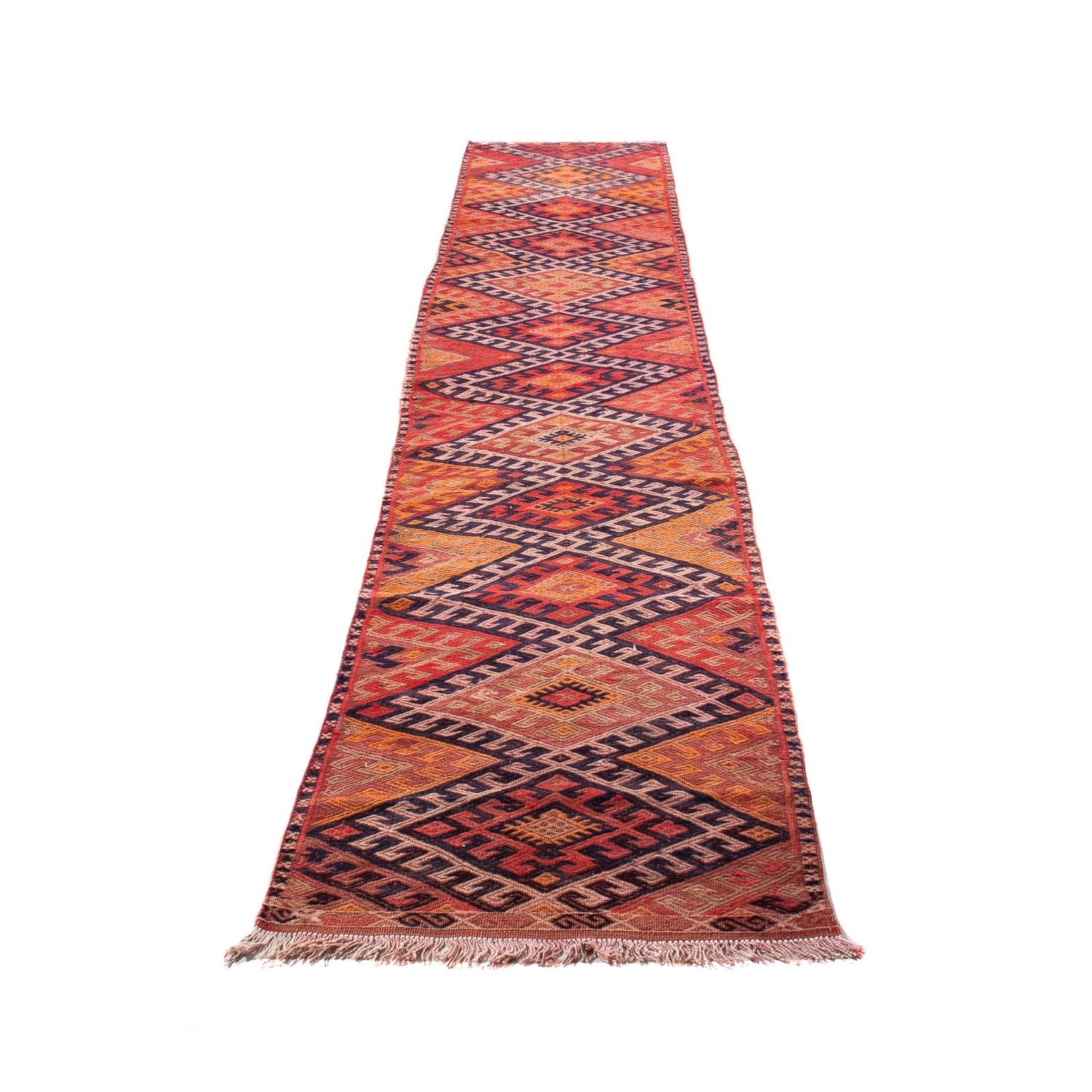 Alfombra de pasillo Alfombra Kelim - Antigua - 380 x 75 cm - multicolor