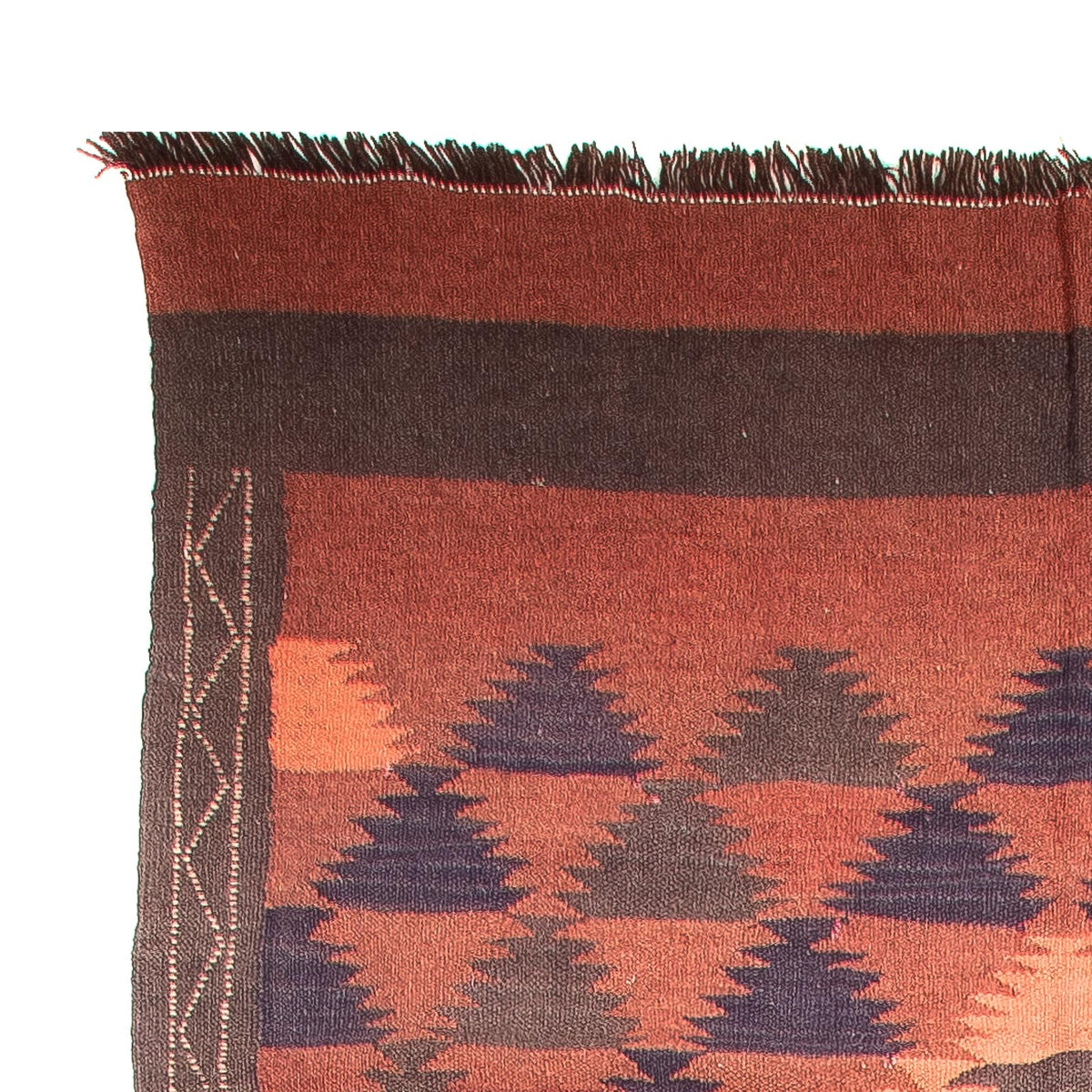 Alfombra de pasillo Alfombra Kelim - Antigua - 450 x 130 cm - marrón