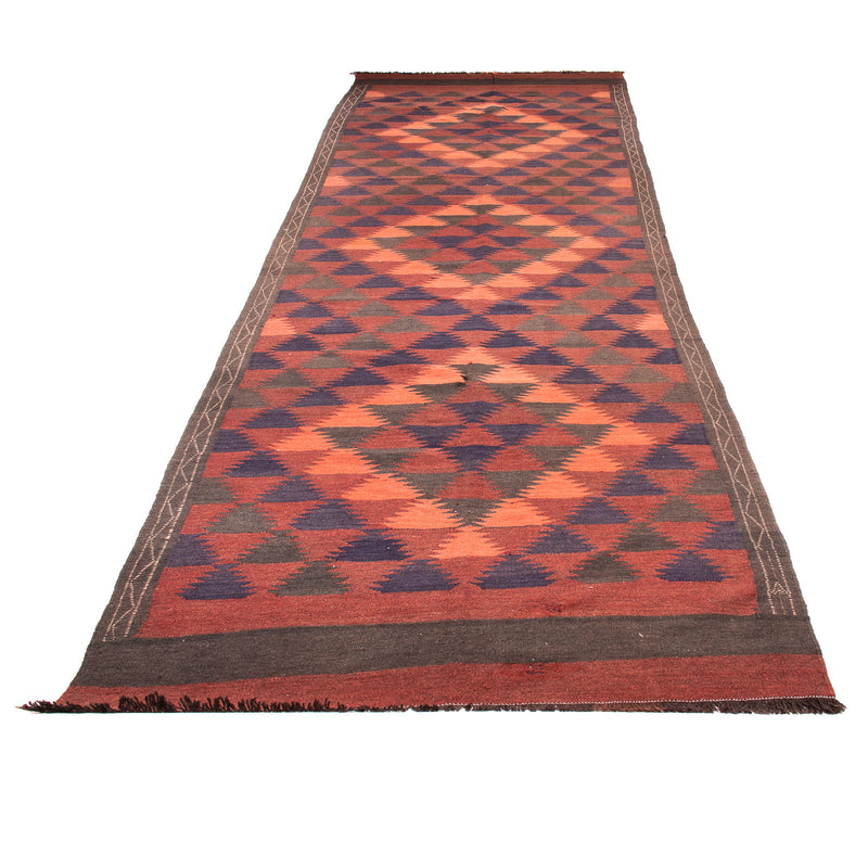 Alfombra de pasillo Alfombra Kelim - Antigua - 450 x 130 cm - marrón