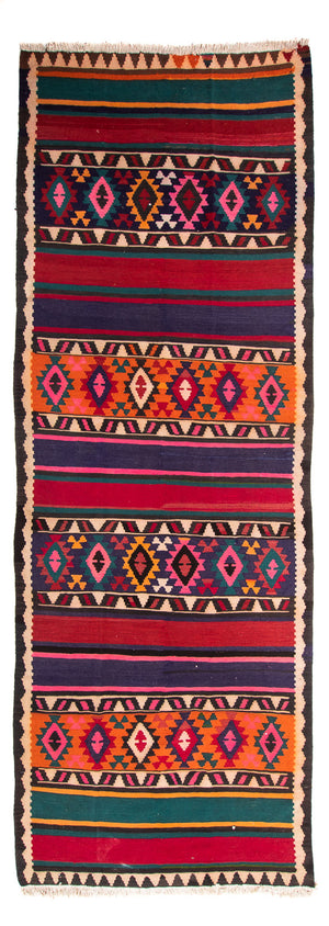 Alfombra de pasillo Alfombra Kelim - Antigua - 370 x 145 cm - multicolor