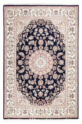 Alfombra oriental - Nain - Indus - 196 x 134 cm - azul oscuro