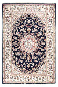 Alfombra oriental - Nain - Indus - 196 x 134 cm - azul oscuro