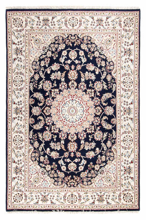 Alfombra oriental - Nain - Indus - 196 x 134 cm - azul oscuro