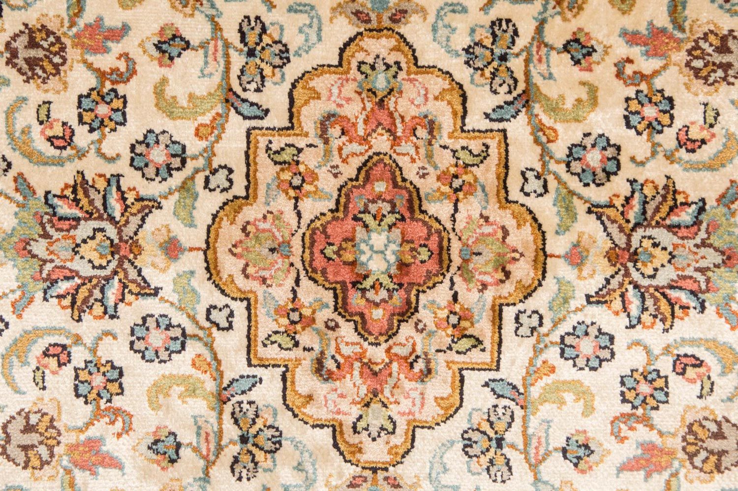 Alfombra de seda - Seda de Cachemira - 123 x 79 cm - beige