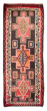 Alfombra de pasillo Alfombra Kelim - Antigua - 435 x 158 cm - marrón oscuro