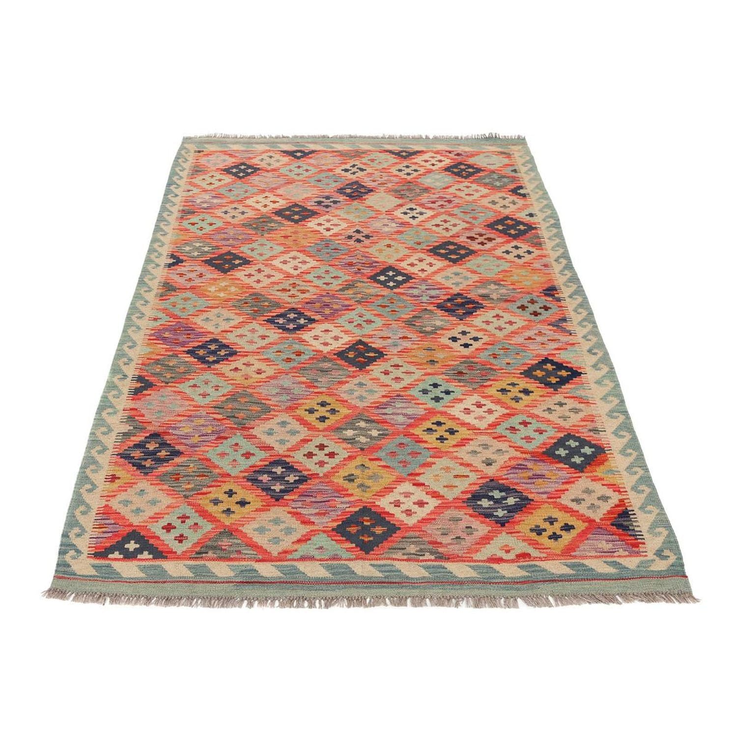 Alfombra Kelim - Splash - 197 x 148 cm - multicolor