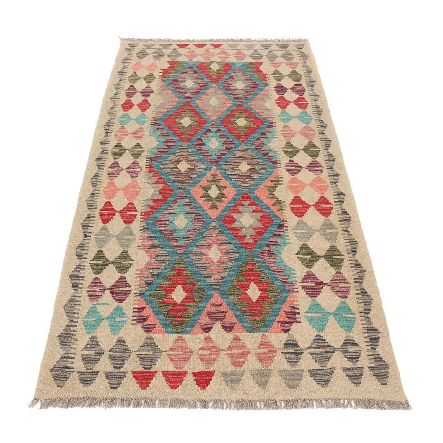 Alfombra de pasillo Alfombra Kelim - Splash - 198 x 110 cm - multicolor