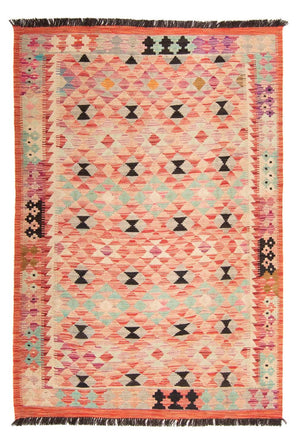 Alfombra Kelim - Splash - 177 x 120 cm - rojo claro