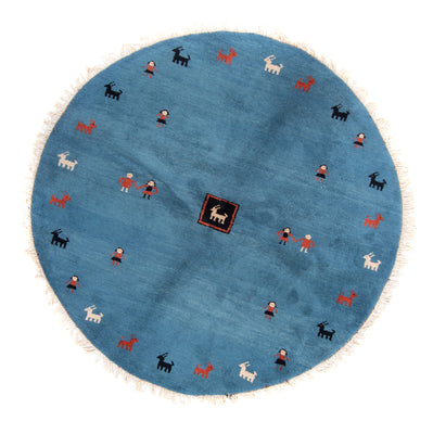 Alfombra Gabbeh - Indus redondo  - 195 x 195 cm - azul
