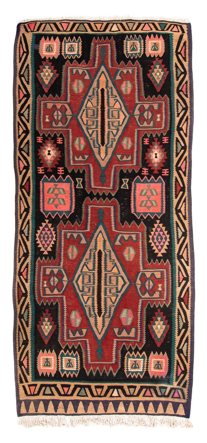 Alfombra de pasillo Alfombra Kelim - Antigua - 300 x 140 cm - multicolor