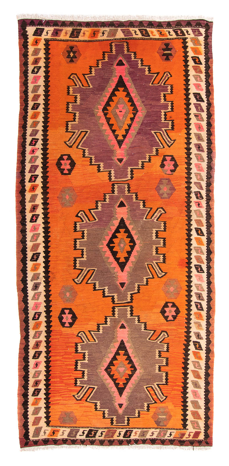 Alfombra de pasillo Alfombra Kelim - Antigua - 265 x 135 cm - multicolor