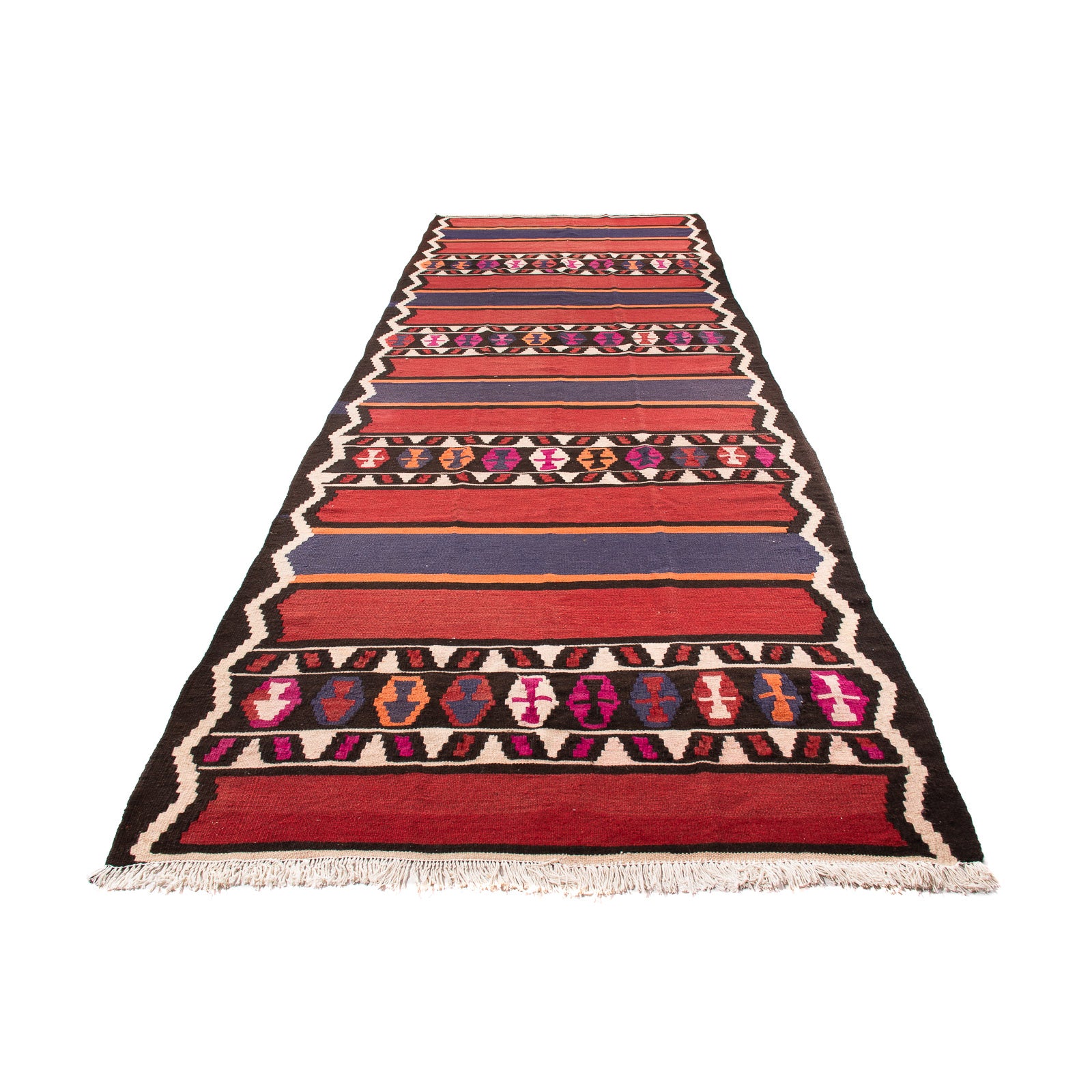 Alfombra de pasillo Alfombra Kelim - Antigua - 380 x 135 cm - multicolor