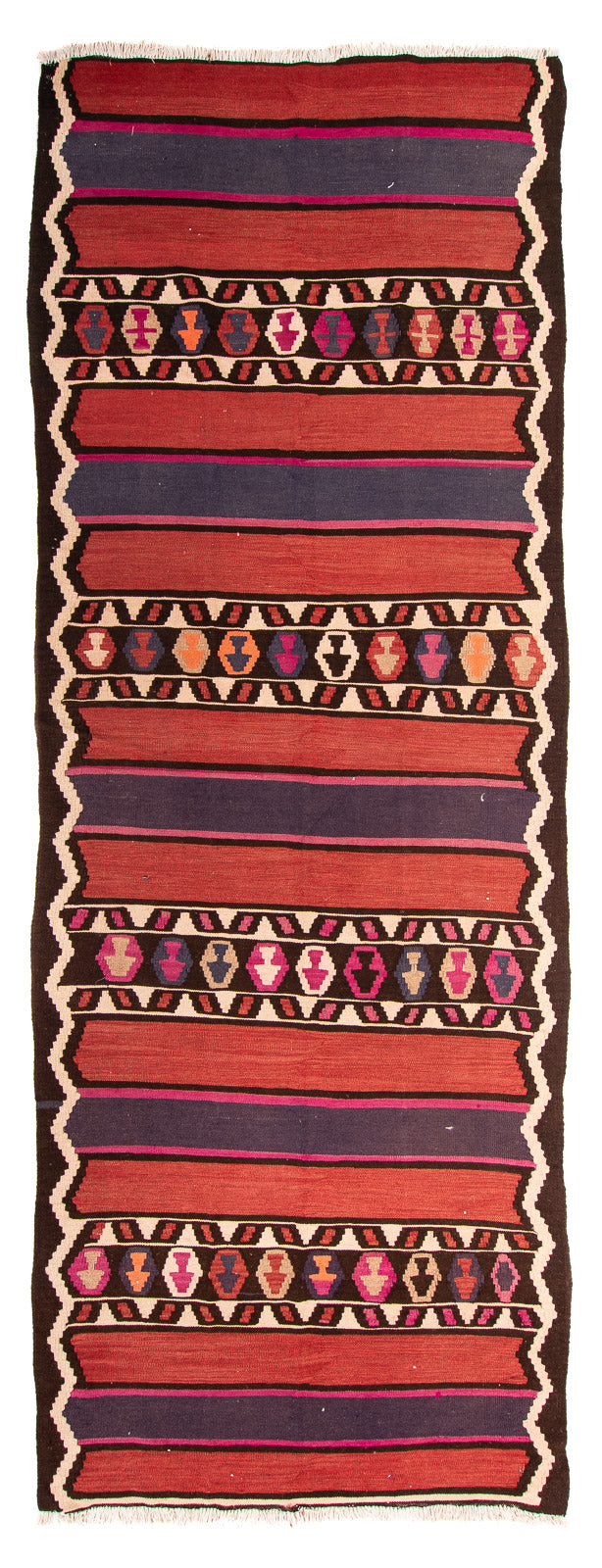 Alfombra de pasillo Alfombra Kelim - Antigua - 380 x 140 cm - multicolor
