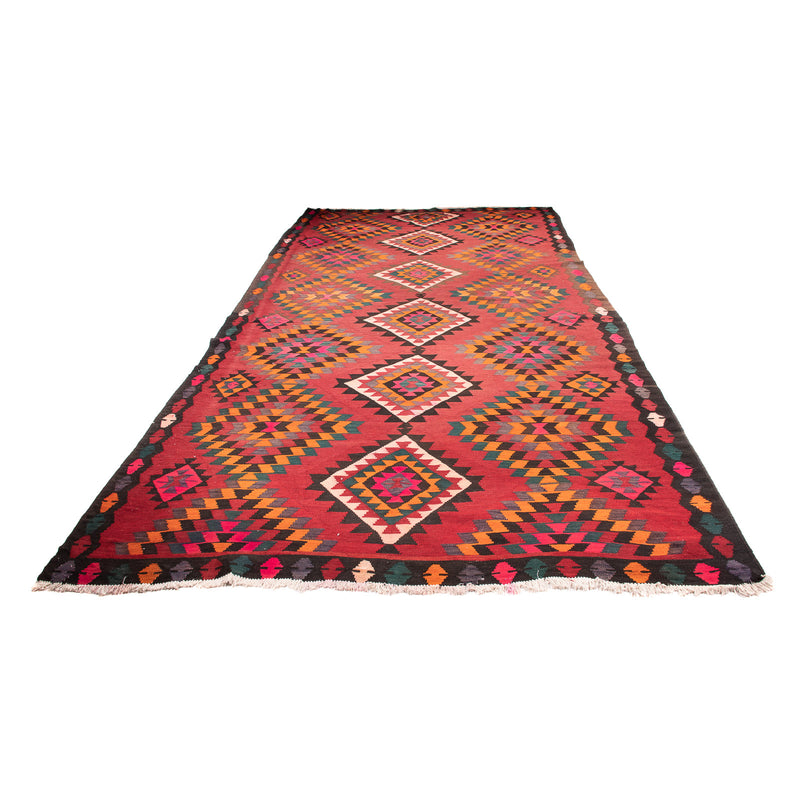 Alfombra de pasillo Alfombra Kelim - Antigua - 430 x 210 cm - rojo
