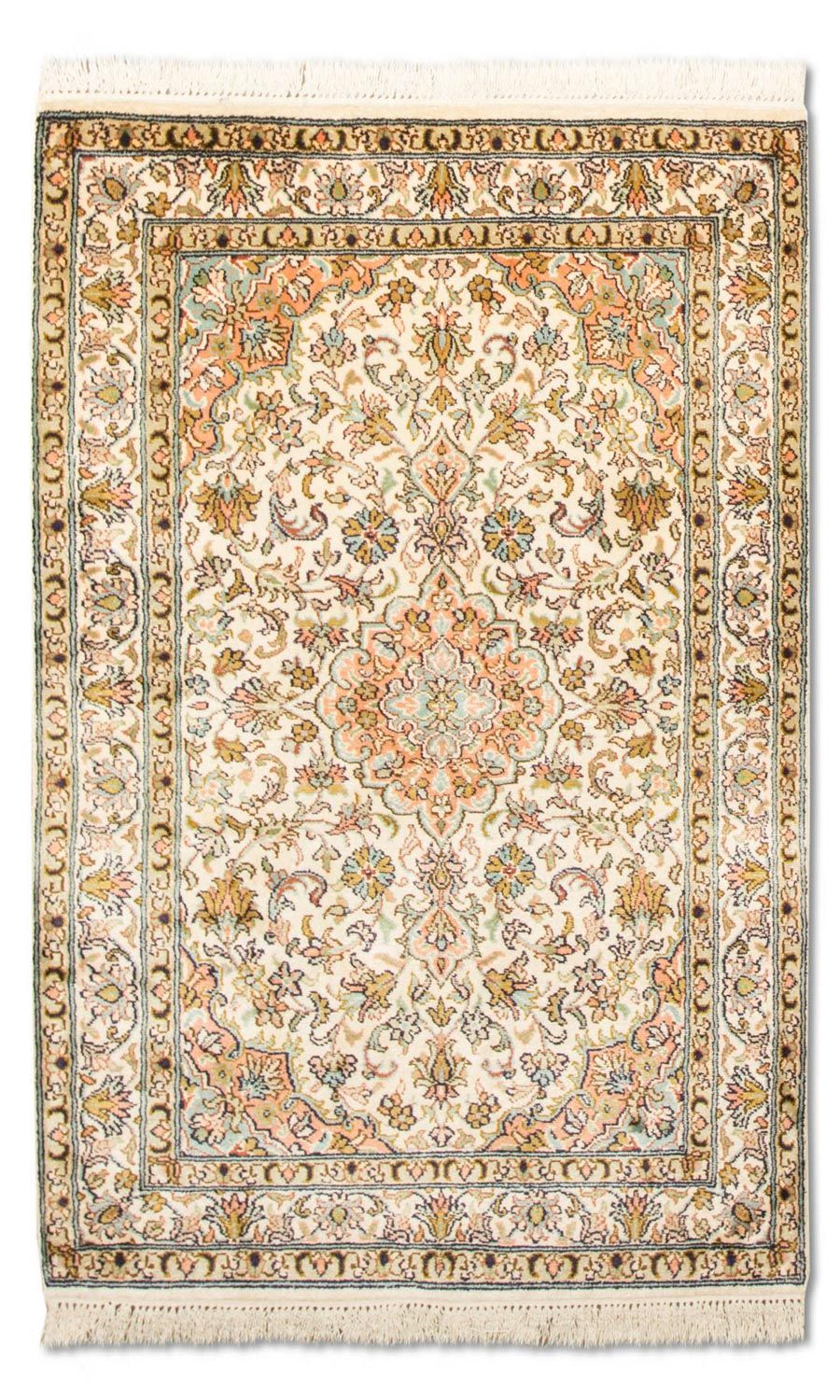 Alfombra de seda - Seda de Cachemira - 95 x 62 cm - beige