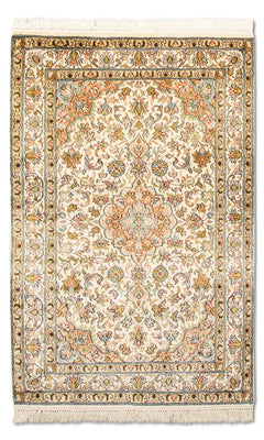 Alfombra de seda - Seda de Cachemira - 95 x 62 cm - beige