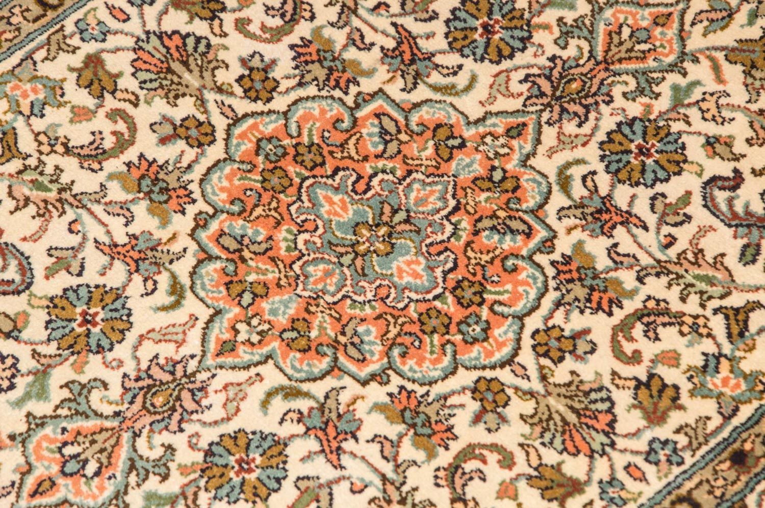 Alfombra de seda - Seda de Cachemira - 95 x 62 cm - beige