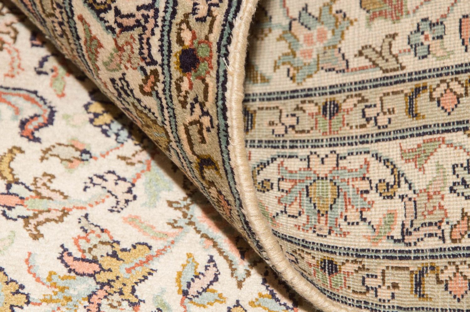 Alfombra de seda - Seda de Cachemira - 95 x 62 cm - beige