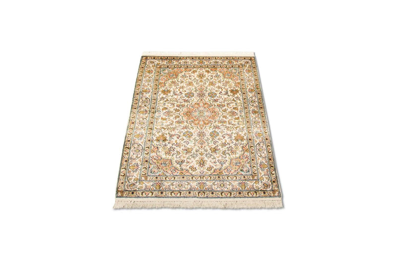 Alfombra de seda - Seda de Cachemira - 95 x 62 cm - beige