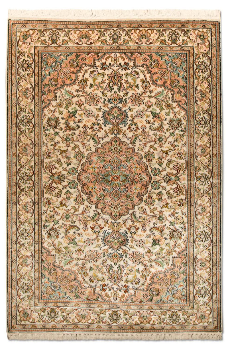 Alfombra de seda - Seda de Cachemira - 148 x 93 cm - beige