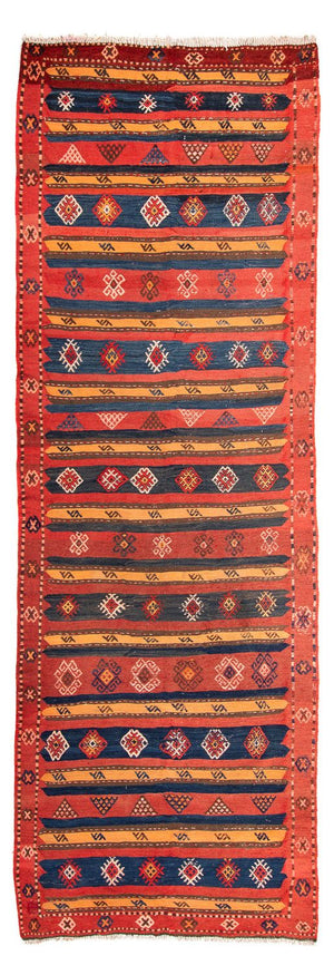 Alfombra de pasillo Alfombra Kelim - Antigua - 400 x 150 cm - multicolor