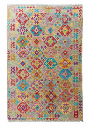 Alfombra Kelim - Splash - 294 x 199 cm - multicolor