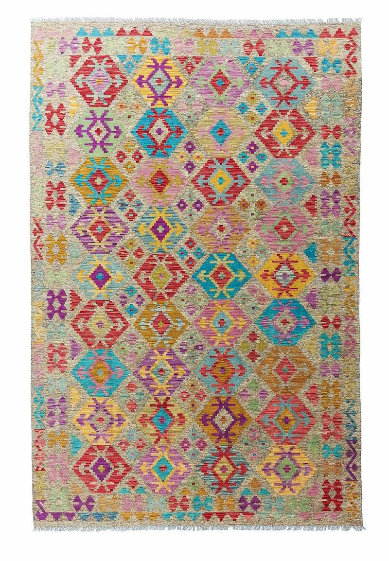 Alfombra Kelim - Splash - 294 x 199 cm - multicolor
