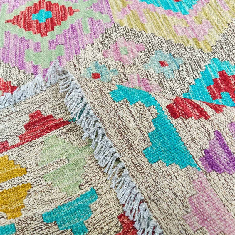 Alfombra Kelim - Splash - 294 x 199 cm - multicolor