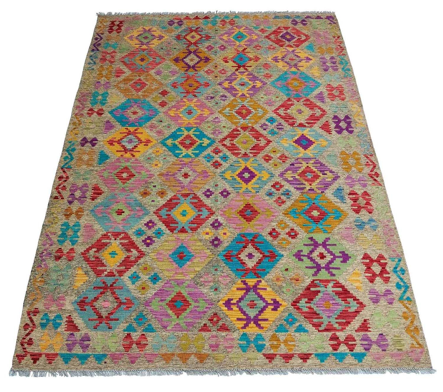 Alfombra Kelim - Splash - 294 x 199 cm - multicolor