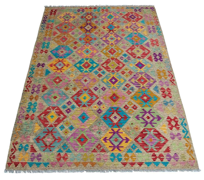 Alfombra Kelim - Splash - 294 x 199 cm - multicolor