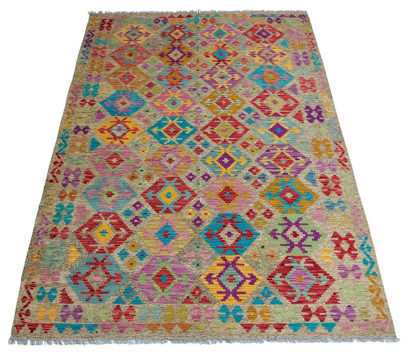 Alfombra Kelim - Splash - 294 x 199 cm - multicolor