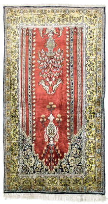 Alfombra de seda - Kayseri - 137 x 77 cm - rojo