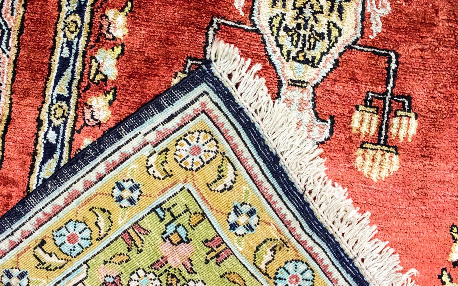 Alfombra de seda - Kayseri - 137 x 77 cm - rojo