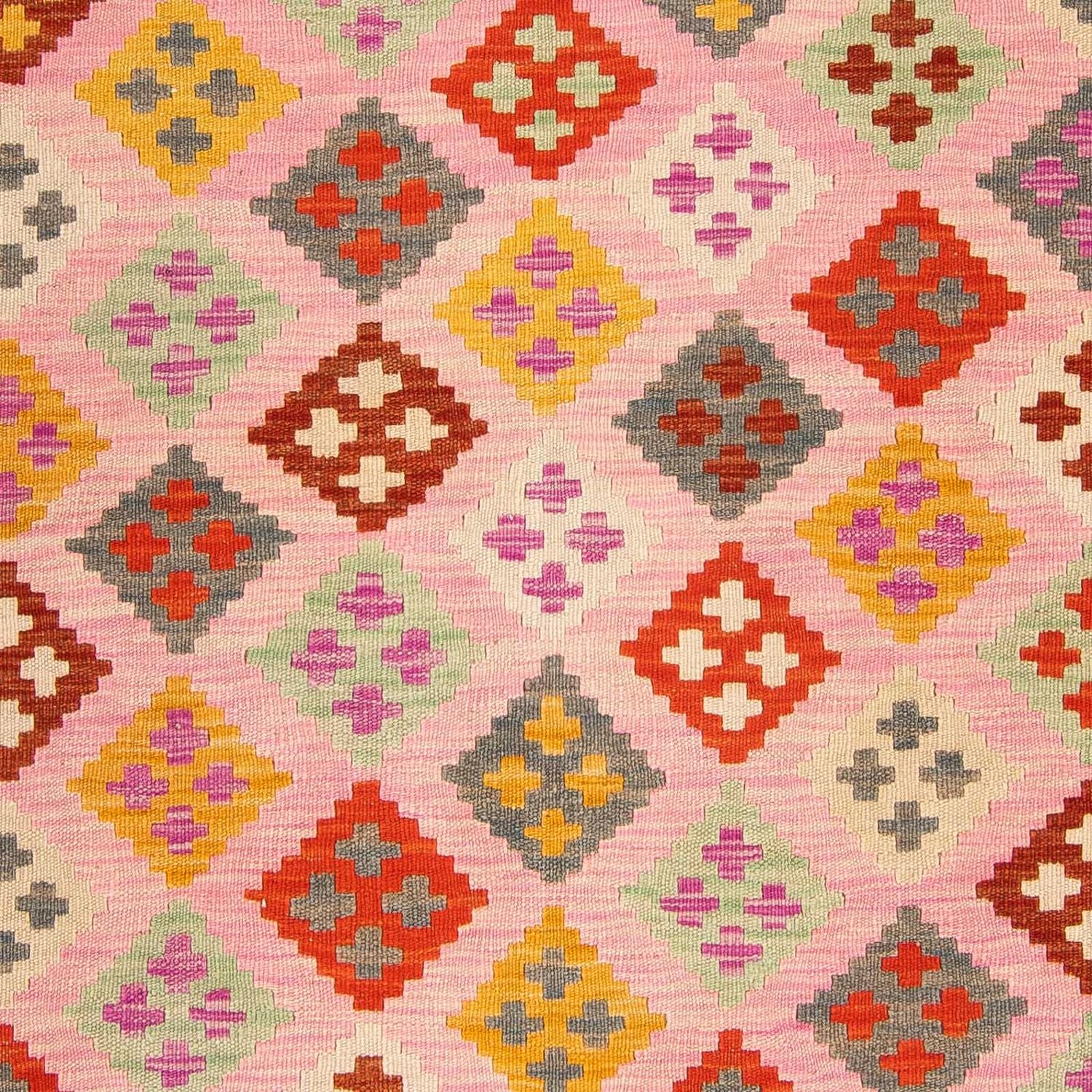 Alfombra Kelim - Splash - 204 x 148 cm - rosa