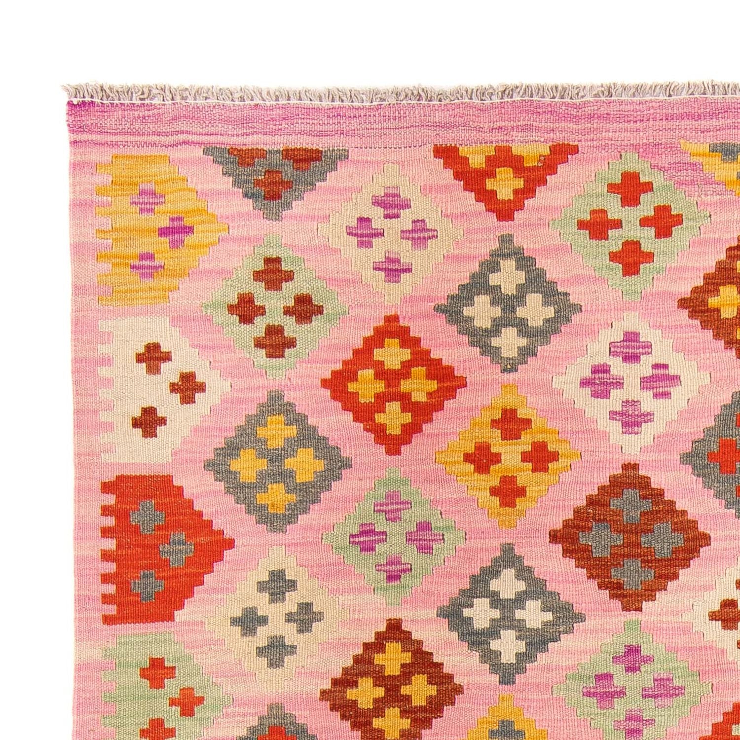 Alfombra Kelim - Splash - 204 x 148 cm - rosa