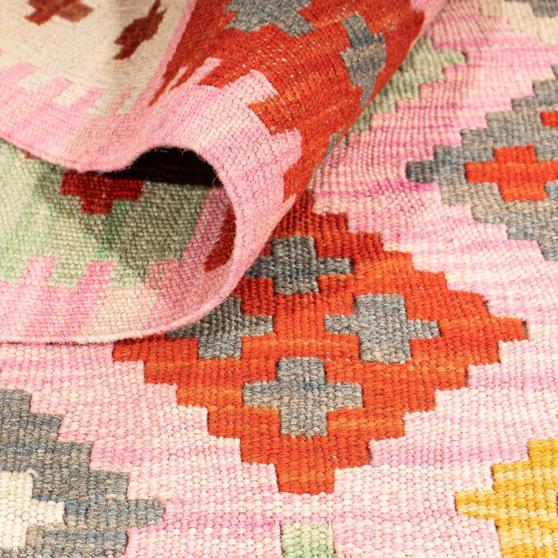 Alfombra Kelim - Splash - 204 x 148 cm - rosa