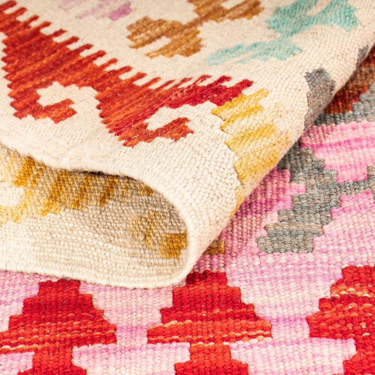 Alfombra Kelim - Splash - 175 x 130 cm - rosa