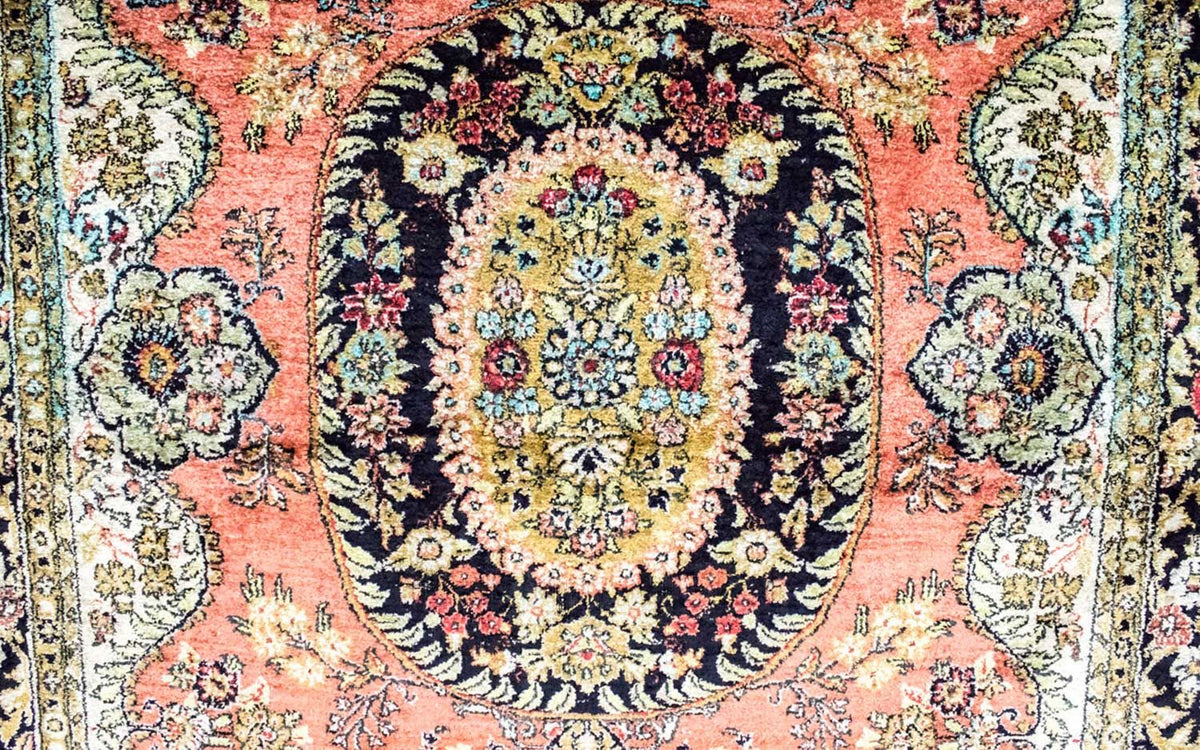 Alfombra de seda - Kayseri - 155 x 110 cm - óxido
