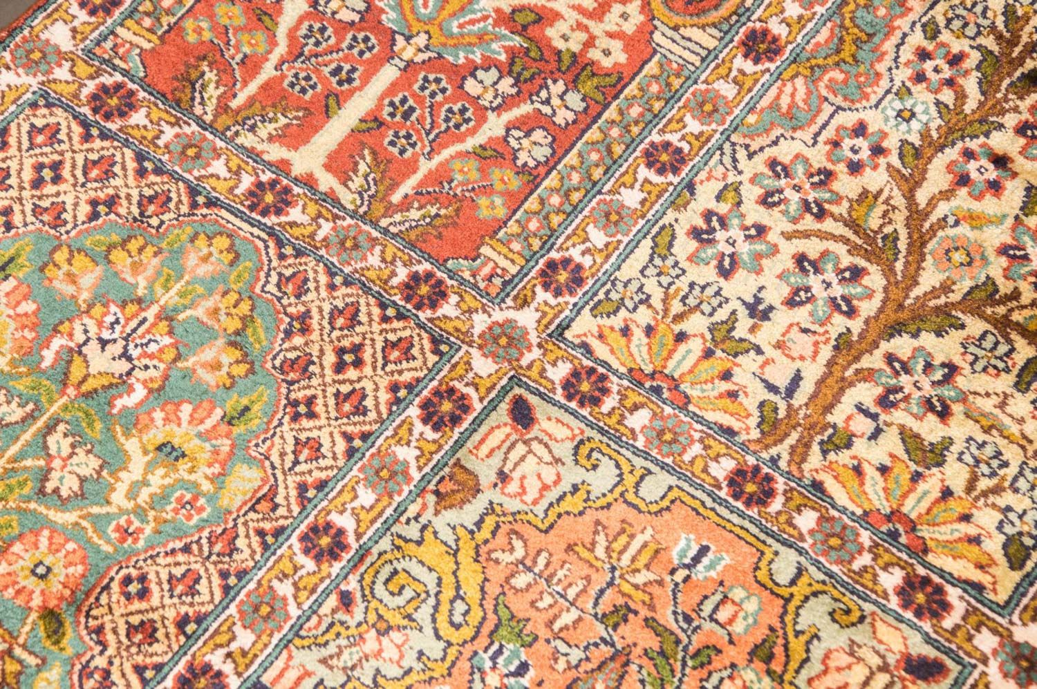 Alfombra de seda - Seda de Cachemira - 91 x 65 cm - multicolor