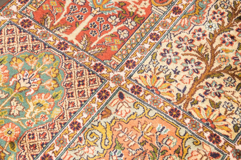 Alfombra de seda - Seda de Cachemira - 91 x 65 cm - multicolor