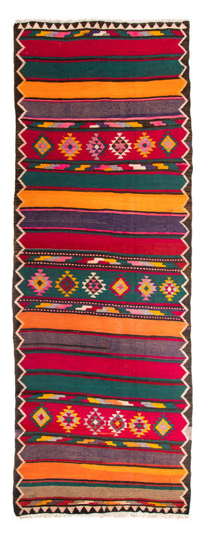 Alfombra de pasillo Alfombra Kelim - Antigua - 365 x 130 cm - multicolor