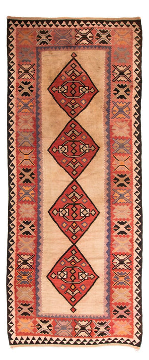 Alfombra de pasillo Alfombra Kelim - Antigua - 360 x 155 cm - multicolor