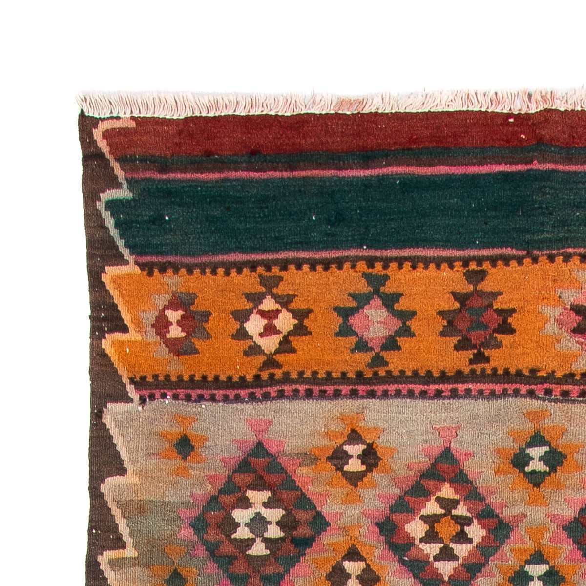 Alfombra de pasillo Alfombra Kelim - Antigua - 370 x 145 cm - multicolor