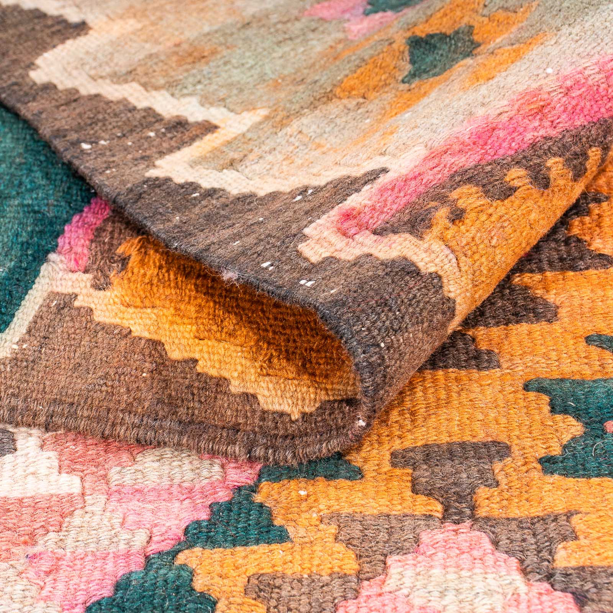 Alfombra de pasillo Alfombra Kelim - Antigua - 370 x 145 cm - multicolor