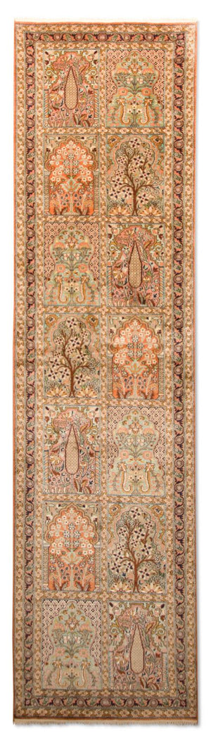 Alfombra de pasillo Alfombra de seda - Seda de Cachemira - 305 x 80 cm - multicolor