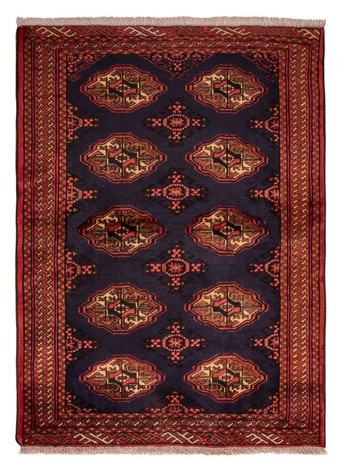 Alfombra Turkaman - 134 x 99 cm - azul oscuro