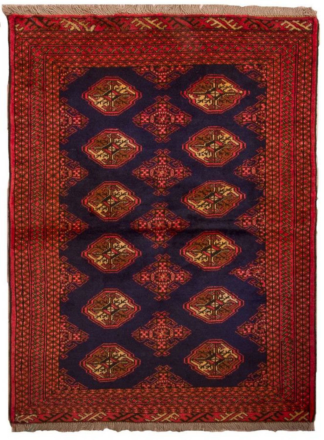 Alfombra Turkaman - 135 x 103 cm - azul oscuro