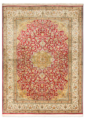 Alfombra de seda - Seda de Cachemira - 216 x 153 cm - rojo