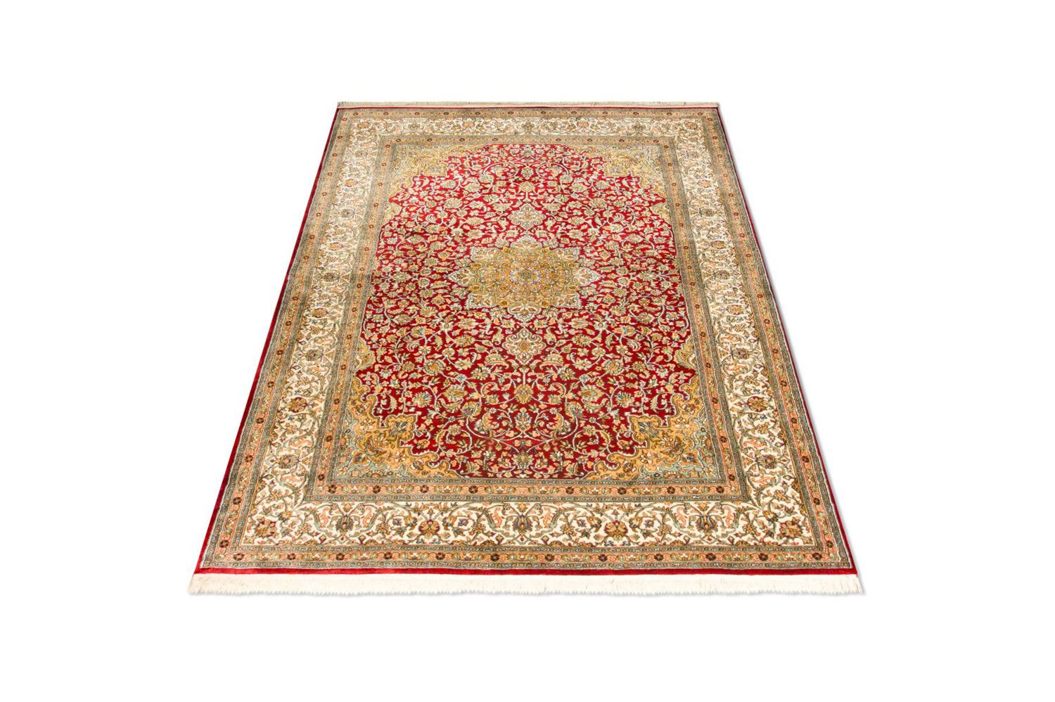 Alfombra de seda - Seda de Cachemira - 216 x 153 cm - rojo