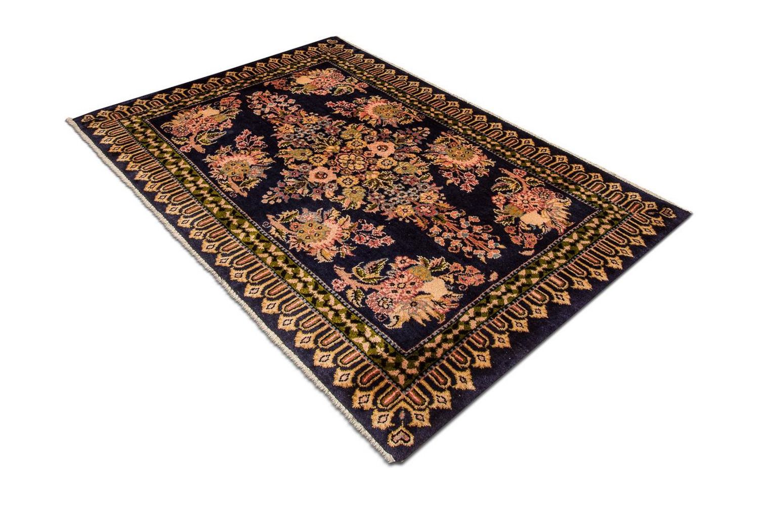 Alfombra persa - Keshan - 98 x 70 cm - azul oscuro
